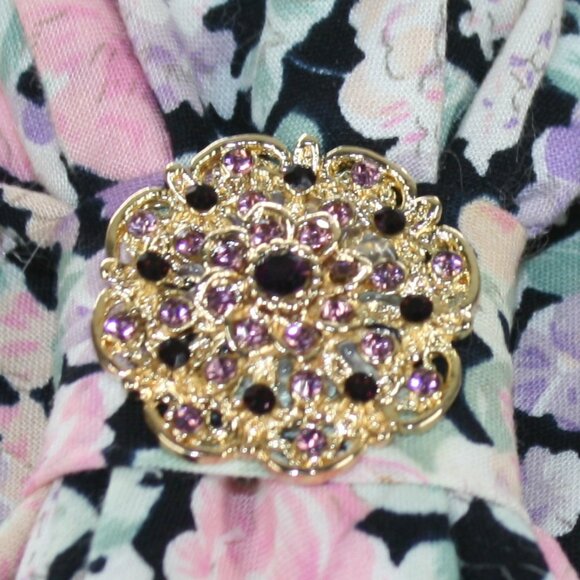 UPCYCLED Neck Tie Necklace Brooch Necktie Holiday Gift Accessory Floral Pink - Picture 4 of 13